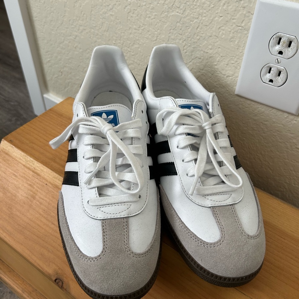 Adidas Sambas White and Gray Sneakers Classic Design